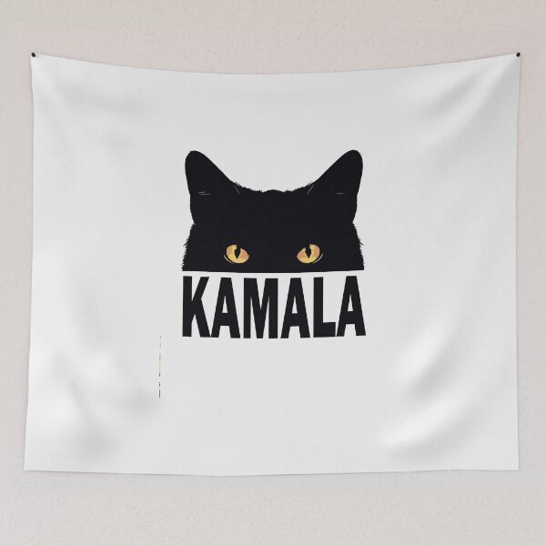 Item preview, Cat Ladies For Kamala Harris 2024 Bright eyed cat watching Funny Political T-Shirt designed and sold by Hema Thilakaratne.