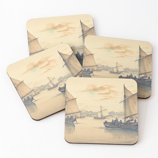 Item preview, Ukiyo-e - Boats On The Sumida River designed and sold by KootenayDesigns.