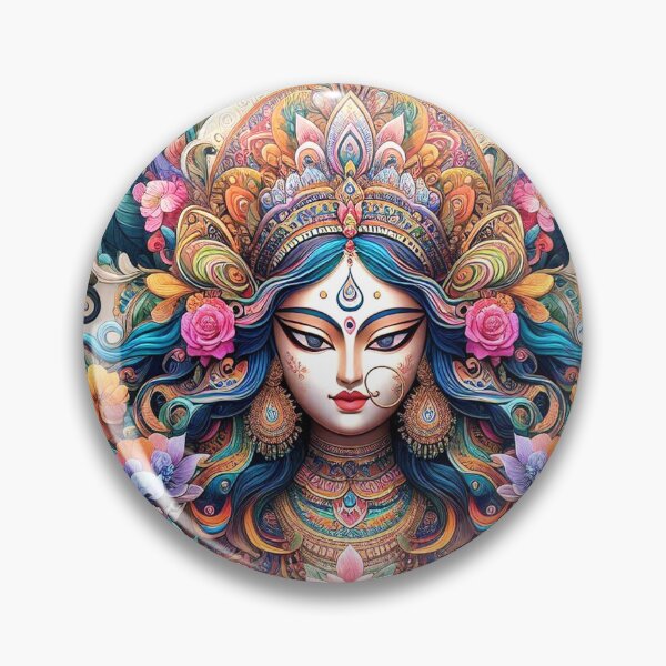 Item preview, Intricate Black Vector Silhouette of Goddess Durga's Face: A Symbolic and Artistic Representation of Divine Femininity and Strength designed and sold by designdukan.