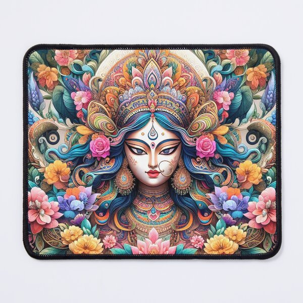 Item preview, Intricate Black Vector Silhouette of Goddess Durga's Face: A Symbolic and Artistic Representation of Divine Femininity and Strength designed and sold by designdukan.