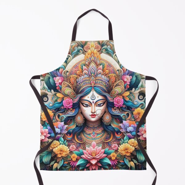Item preview, Intricate Black Vector Silhouette of Goddess Durga's Face: A Symbolic and Artistic Representation of Divine Femininity and Strength designed and sold by designdukan.