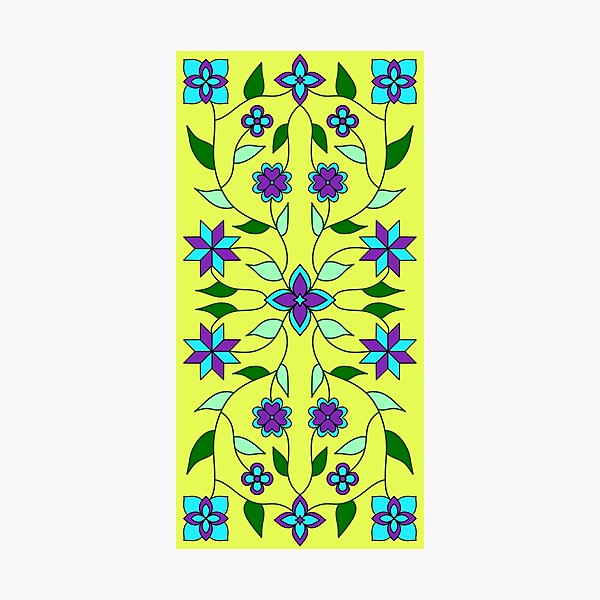 Vista previa del artículo con la obra «Vid de neón amarilla con flores», diseñado y vendido por Niibidoon.