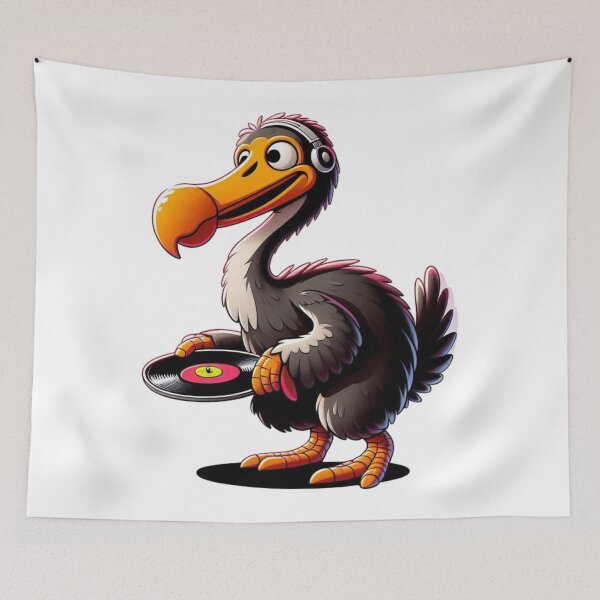 Item preview, Quirky Cartoon Bird Enjoys Vintage Vinyl - A Nostalgic Music Lover’s Delight designed and sold by Aqmean.