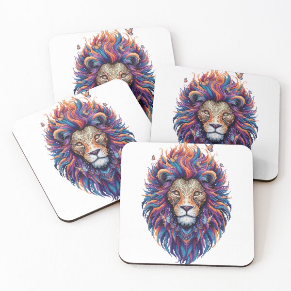 Item preview, A vibrantly colored lion with intricate patterns and designs designed and sold by 123ks.
