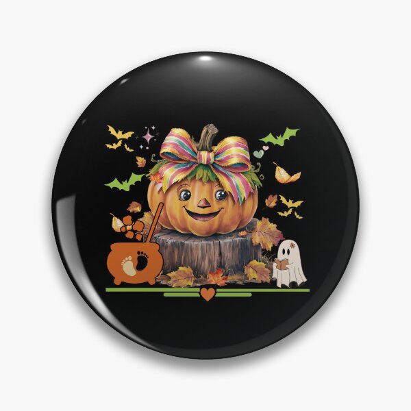 Item preview, Fall Pregnancy, Cute Pumpkin Bow Fall Halloween Colorful Retro Pregnancy Announcement Design designed and sold by Raise2Shine.