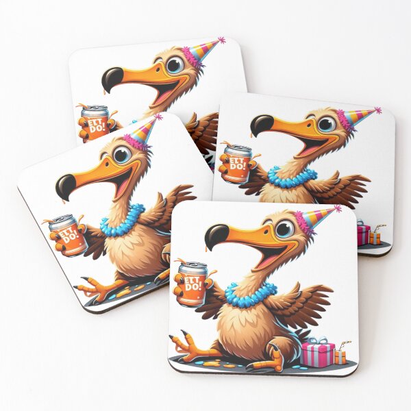 Item preview, Festive Cartoon Bird Celebrating with Gifts and Refreshments designed and sold by Aqmean.
