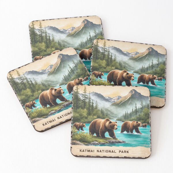 Item preview, Katmai National Park Postcard Vintage Retro Travel designed and sold by TravelPostcardGems.