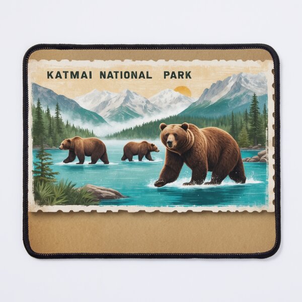 Item preview, Katmai National Park Postcard Vintage Retro Travel designed and sold by TravelPostcardGems.