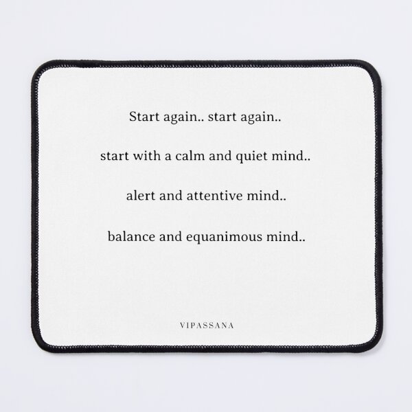 Item preview, Vipassana Meditation Equanimity Start Again Typography designed and sold by GraTEEtude.