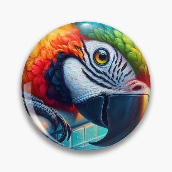 Item preview, Cute macaw parrot at the pool designed and sold by EmeraldeaArt.
