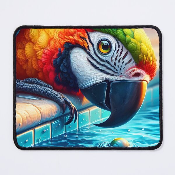 Item preview, Cute macaw parrot at the pool designed and sold by EmeraldeaArt.