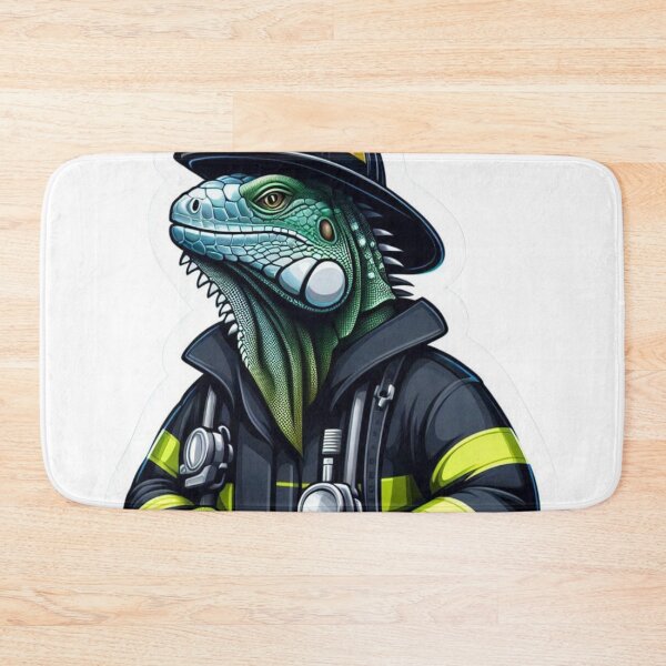 Item preview, Firefighter Iguana Illustration: A Unique Blend of Heroism and Wildlife designed and sold by Aqmean.