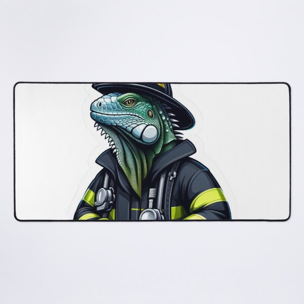 Item preview, Firefighter Iguana Illustration: A Unique Blend of Heroism and Wildlife designed and sold by Aqmean.