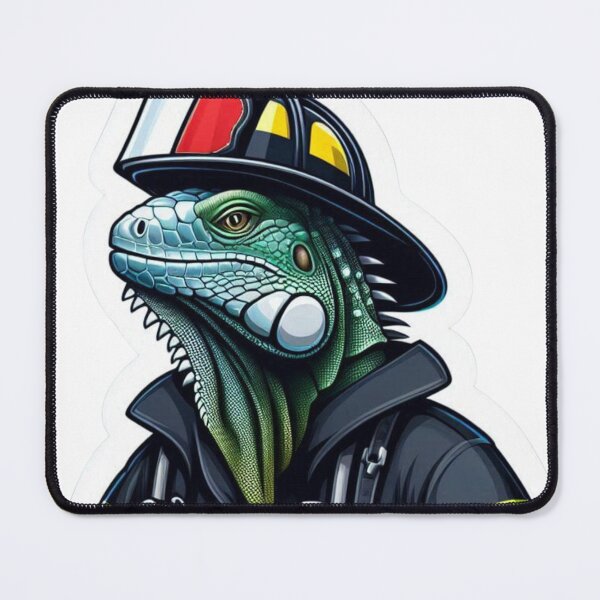 Item preview, Firefighter Iguana Illustration: A Unique Blend of Heroism and Wildlife designed and sold by Aqmean.