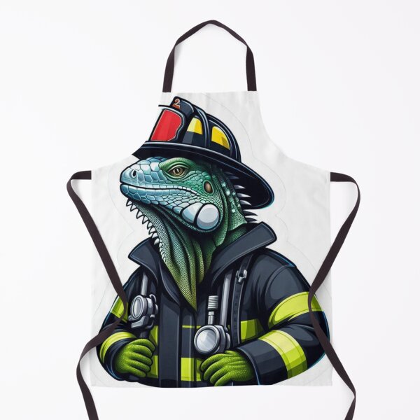 Item preview, Firefighter Iguana Illustration: A Unique Blend of Heroism and Wildlife designed and sold by Aqmean.