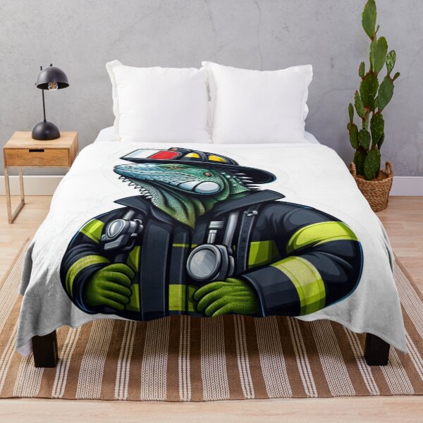 Item preview, Firefighter Iguana Illustration: A Unique Blend of Heroism and Wildlife designed and sold by Aqmean.