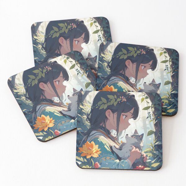 Item preview, Anime small girl with dog in field art designed and sold by TheArtistOf2022.