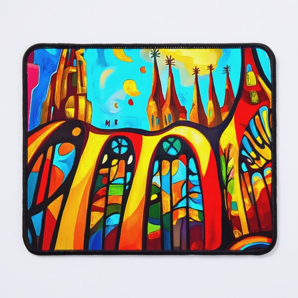 Item preview, Vibrant Sagrada Familia Art - Colorful Towers with Geometric Patterns and Abstract Stained Glass Generative AI designed and sold by OlfactoART Studio.