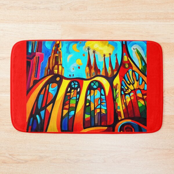 Item preview, Vibrant Sagrada Familia Art - Colorful Towers with Geometric Patterns and Abstract Stained Glass Generative AI designed and sold by OlfactoART Studio.