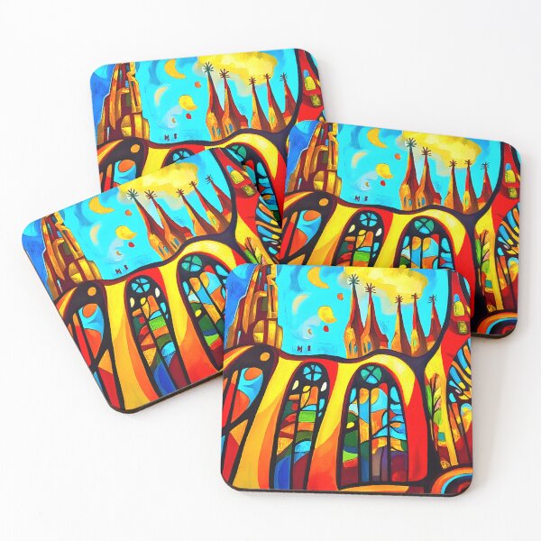 Item preview, Vibrant Sagrada Familia Art - Colorful Towers with Geometric Patterns and Abstract Stained Glass Generative AI designed and sold by OlfactoART Studio.