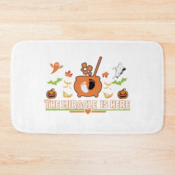Item preview, The Miracle Is Here, Fall Halloween Pregnancy Announcement, Colorful Retro Design designed and sold by Raise2Shine.