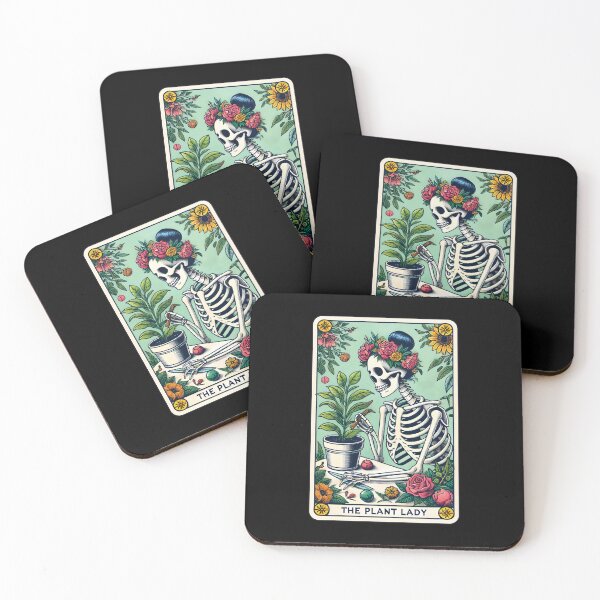Item preview, The Funny Skeleton Plant Lover Plant Lady Gardener Skull Tarot Card designed and sold by silverhexagon.