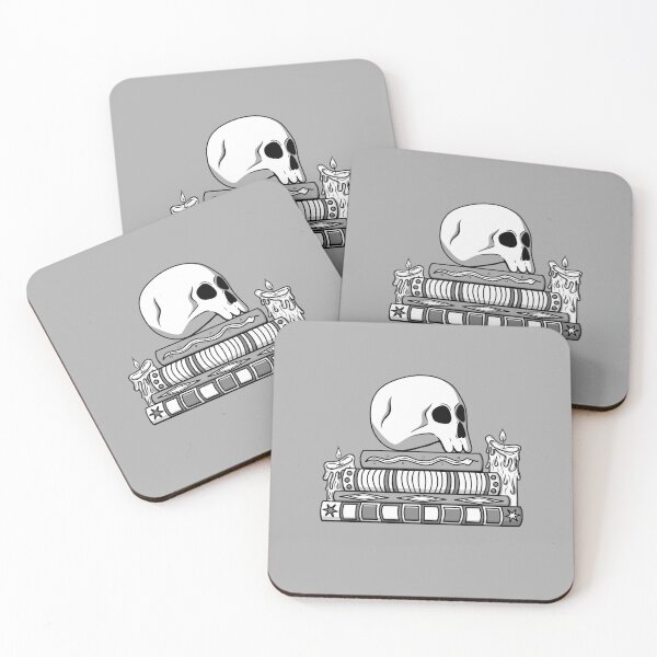 Item preview, Spooky Skull with Spellbooks and Candles designed and sold by Amanda Kinast.