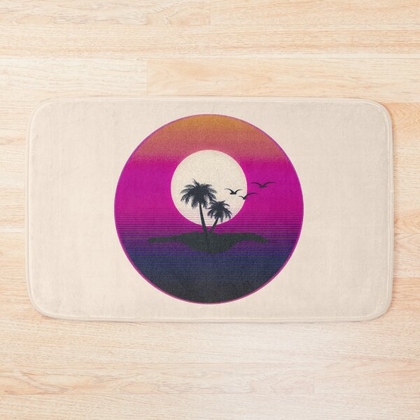 Item preview, Retro synthwave sunset over a small island designed and sold by analogsandpixel.