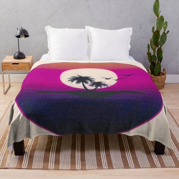 Item preview, Retro synthwave sunset over a small island designed and sold by analogsandpixel.