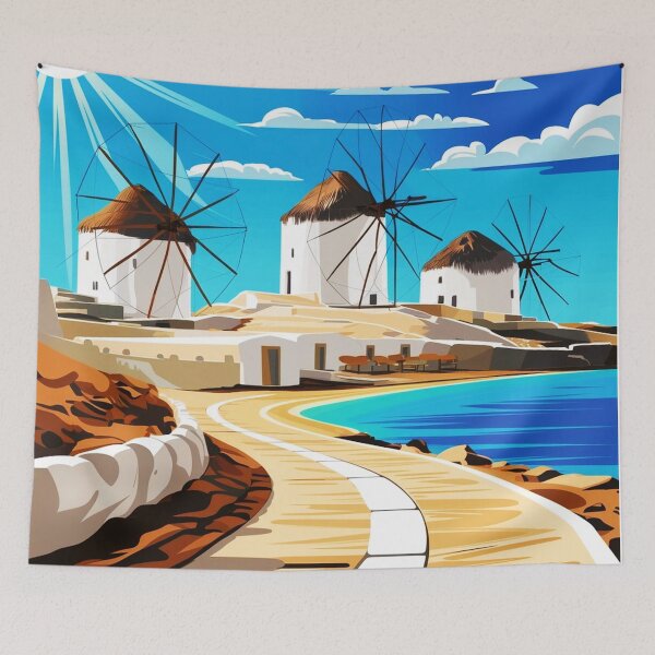 Item preview, Paros island with the iconic white windmills designed and sold by NiRia Spot.