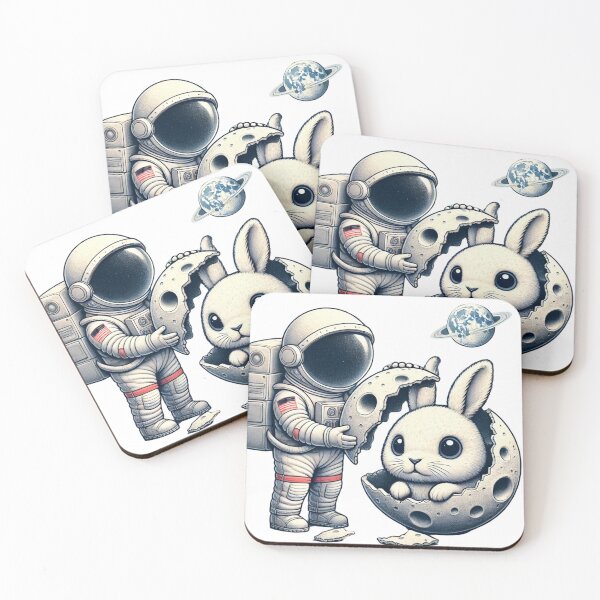 Item preview, Astronaut with Cute Rabbit in Moon - Whimsical Space Art Illustration designed and sold by EchoFusion.