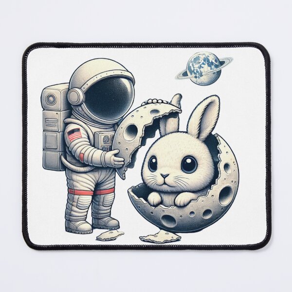 Item preview, Astronaut with Cute Rabbit in Moon - Whimsical Space Art Illustration designed and sold by EchoFusion.