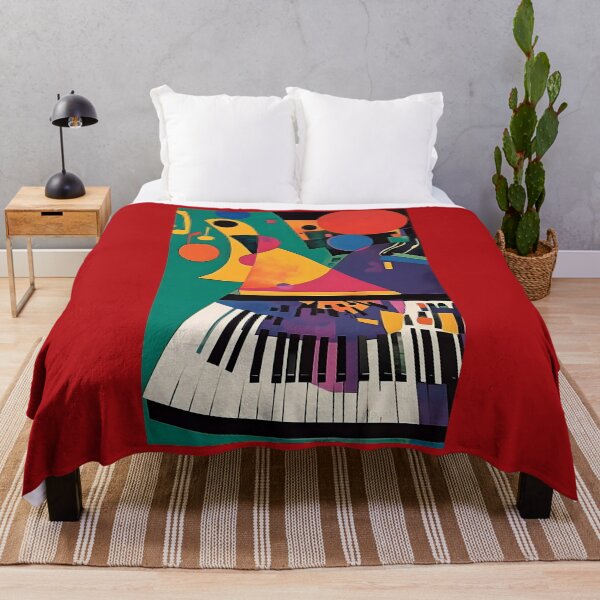 Item preview, Vibrant Music Art - Abstract Shapes and Bright Colors with Piano Keys and Musical Notes designed and sold by OlfactoART Studio.