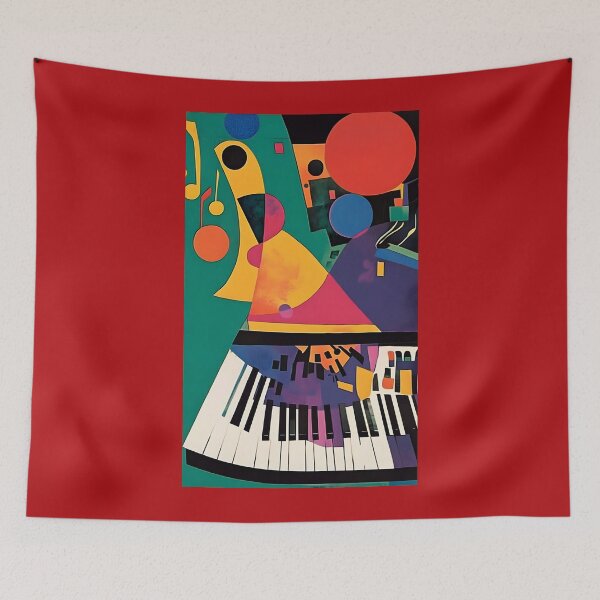 Item preview, Vibrant Music Art - Abstract Shapes and Bright Colors with Piano Keys and Musical Notes designed and sold by OlfactoART Studio.
