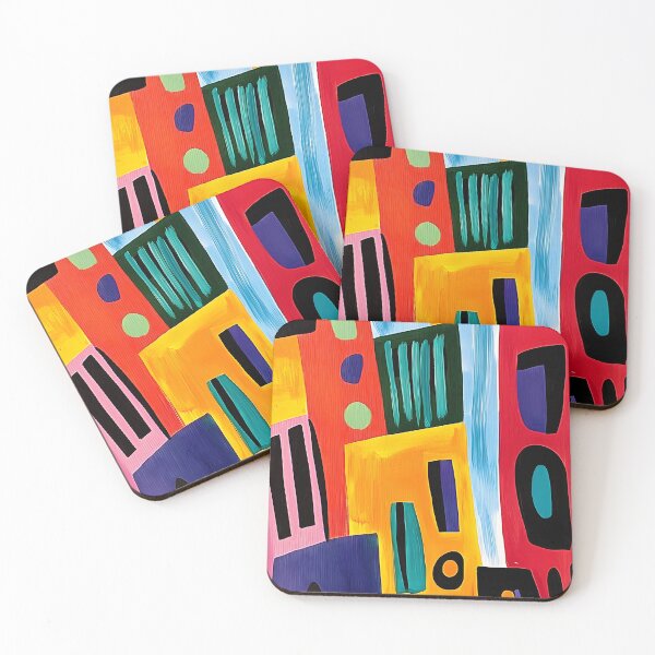 Item preview, Abstract Geometric Art - Bright Bold Blocks of Color with Vertical Shapes and Dynamic Circles AI Art designed and sold by OlfactoART Studio.