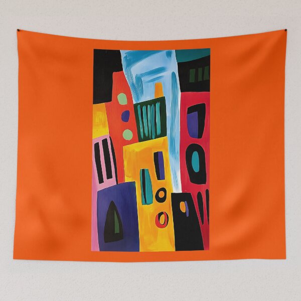 Item preview, Abstract Geometric Art - Bright Bold Blocks of Color with Vertical Shapes and Dynamic Circles AI Art designed and sold by OlfactoART Studio.
