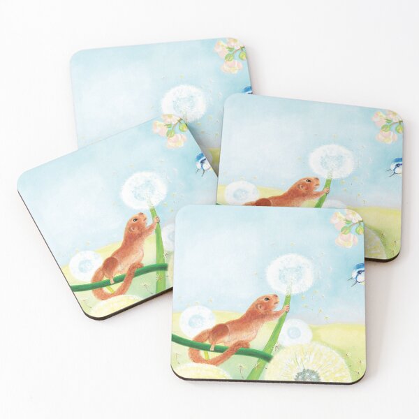 Item preview, Cute Hazel Dormouse on Dandelion Puff Meadow and Blue Tit designed and sold by Julia Doria.