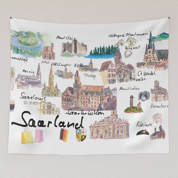 Item preview, Saarland Germany Illustrations with Travel Plans, Highlights and Memories designed and sold by artshop77.