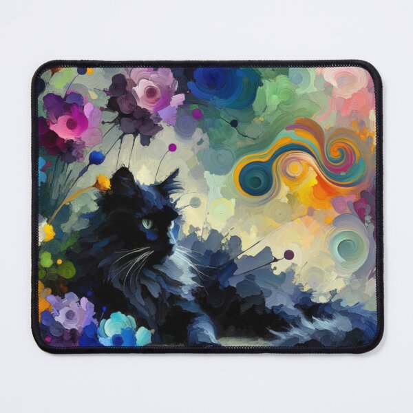 Item preview, Artistic Painting of an Angelic Black Maine Coon Cat in a Kaleidoscope of Colors designed and sold by Keirnyx.