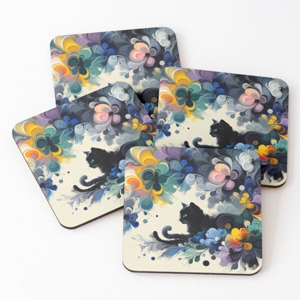 Item preview, Artistic Painting of an Angelic Black Cat in a Kaleidoscope of Colors designed and sold by Keirnyx.