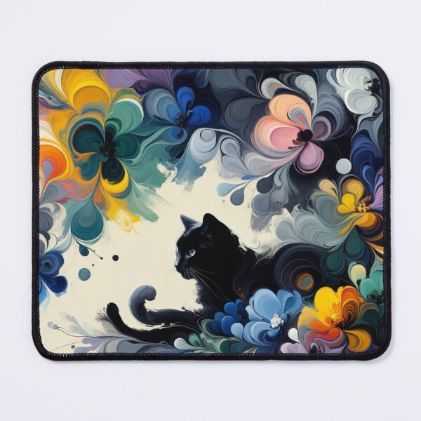 Item preview, Artistic Painting of an Angelic Black Cat in a Kaleidoscope of Colors designed and sold by Keirnyx.