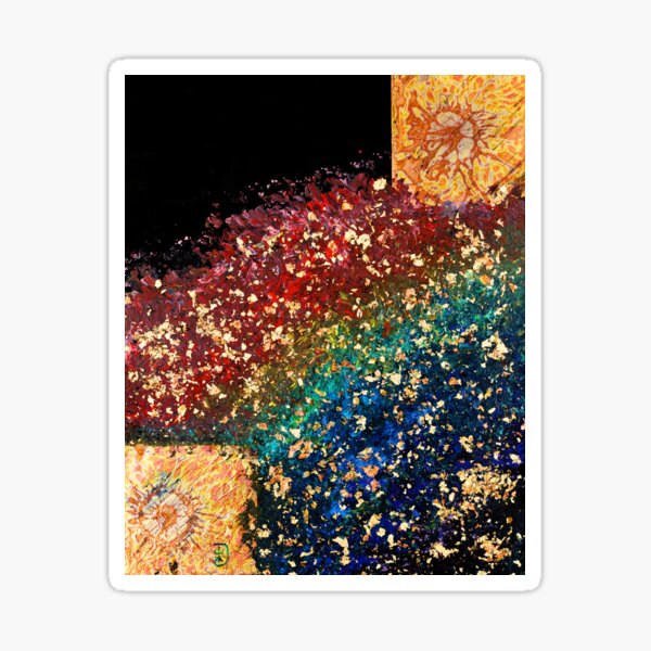 Item preview, Rainbow Abstract Dreamscape, Mixed Media Collage in Acrylic with Gold Leaf, Cosmic Colorful Painting, Unique Art in Vibrant Bold Colors, Textured Contemporary Art designed and sold by Windwalker Dreams Art.