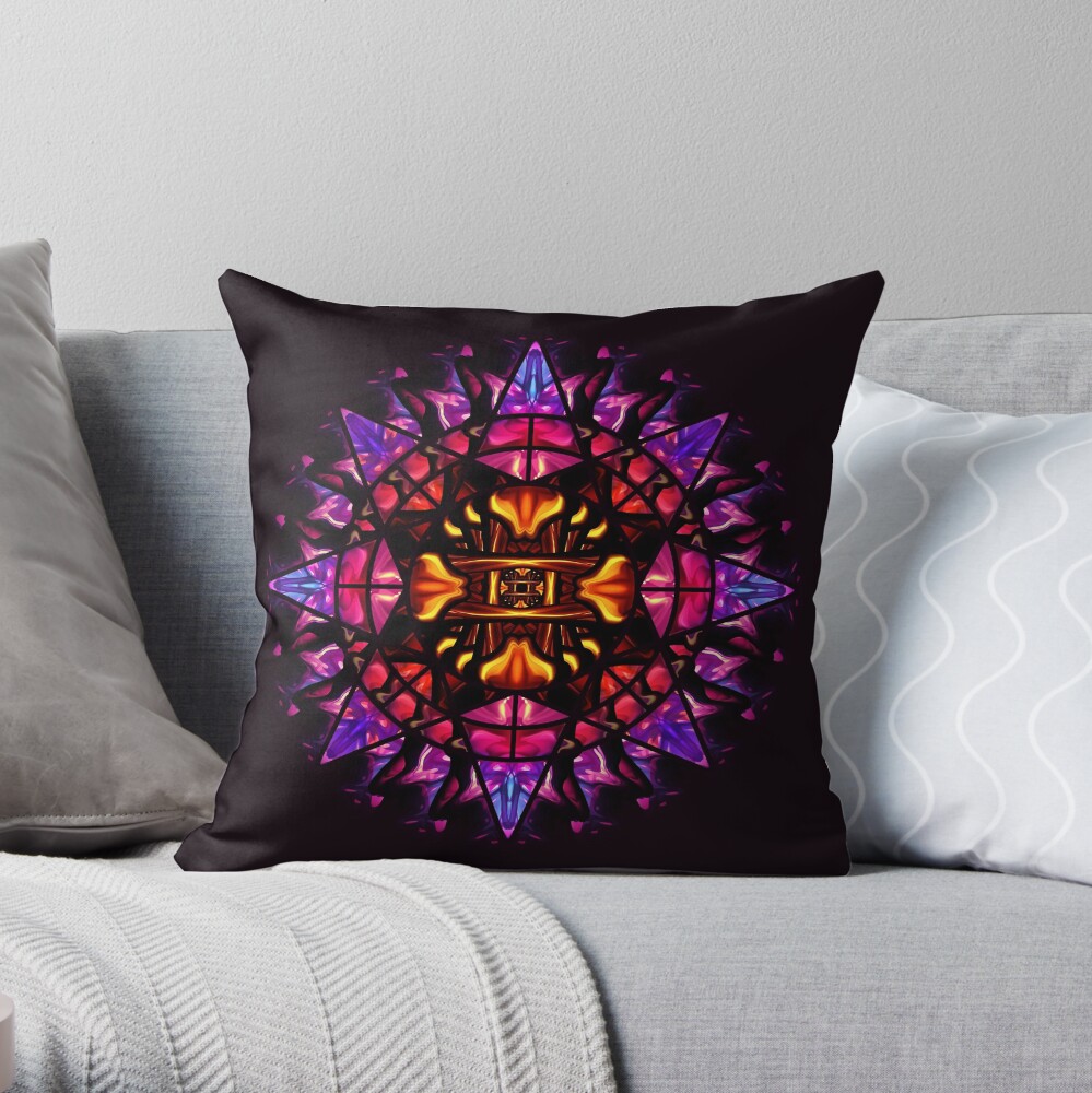 Stained Glass Chaos I Throw Pillow