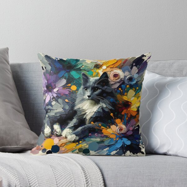 Item preview, Artistic Painting of an Angelic Maine Coon Cat in a Kaleidoscope of Colors designed and sold by Keirnyx.