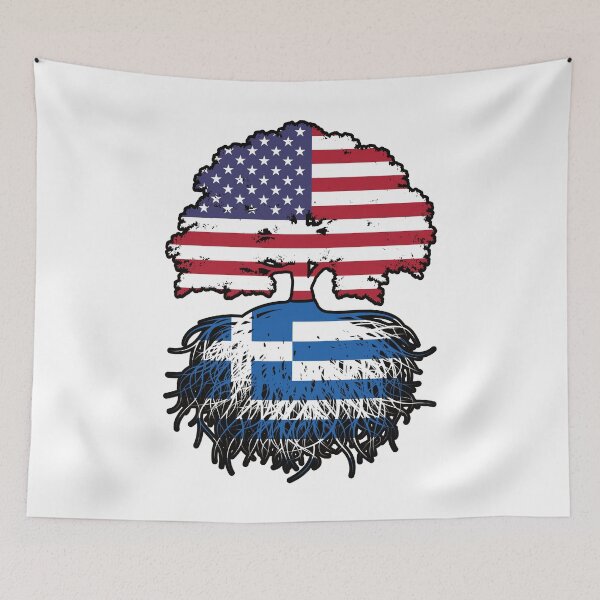 Item preview, Greece Greek American USA United States America Tree Roots Flag designed and sold by FlagX.