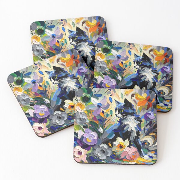 Item preview, Artistic Painting of a Black Cat in a Kaleidoscope of Colors designed and sold by Keirnyx.