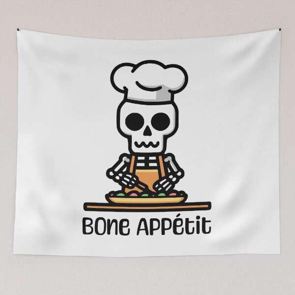 Item preview, Bone Appetit! Cute Skeleton Cooking designed and sold by PMCreative.