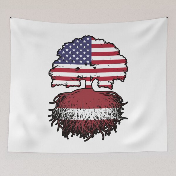 Item preview, Latvia Latvian American USA United States America Tree Roots Flag designed and sold by FlagX.
