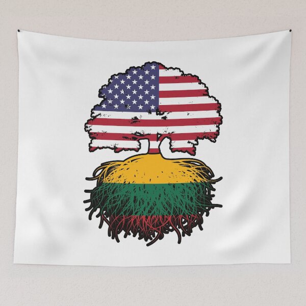 Item preview, Lithuania Lithuanian American USA United States America Tree Roots Flag designed and sold by FlagX.