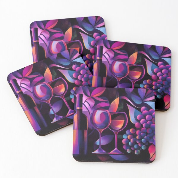 Item preview, An Abstract Collage of Wine Bottles, Glasses, and Grapes designed and sold by MargaretWiktor.